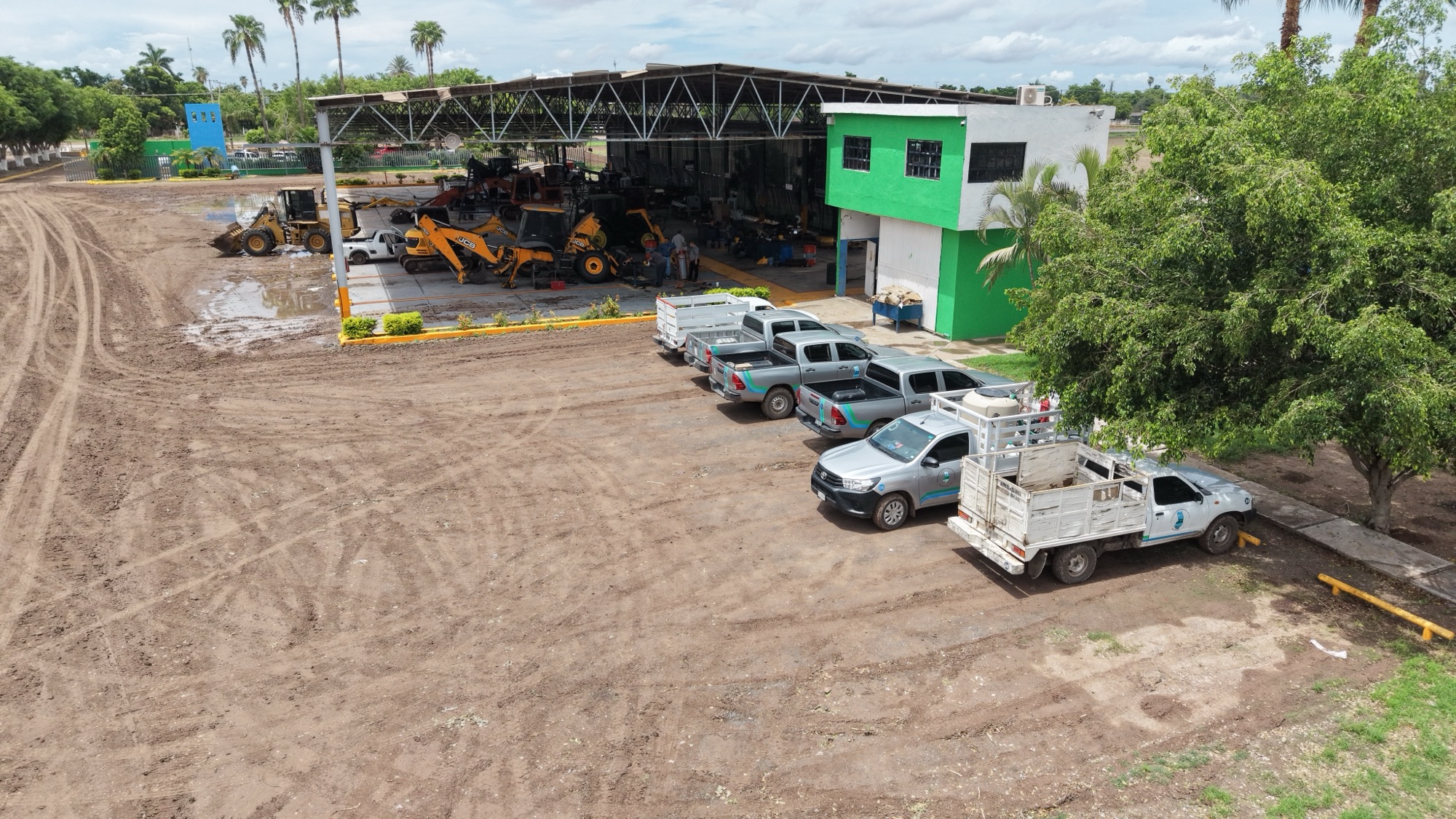 Vista aérea del patio y taller del módulo, agosto de 2026.